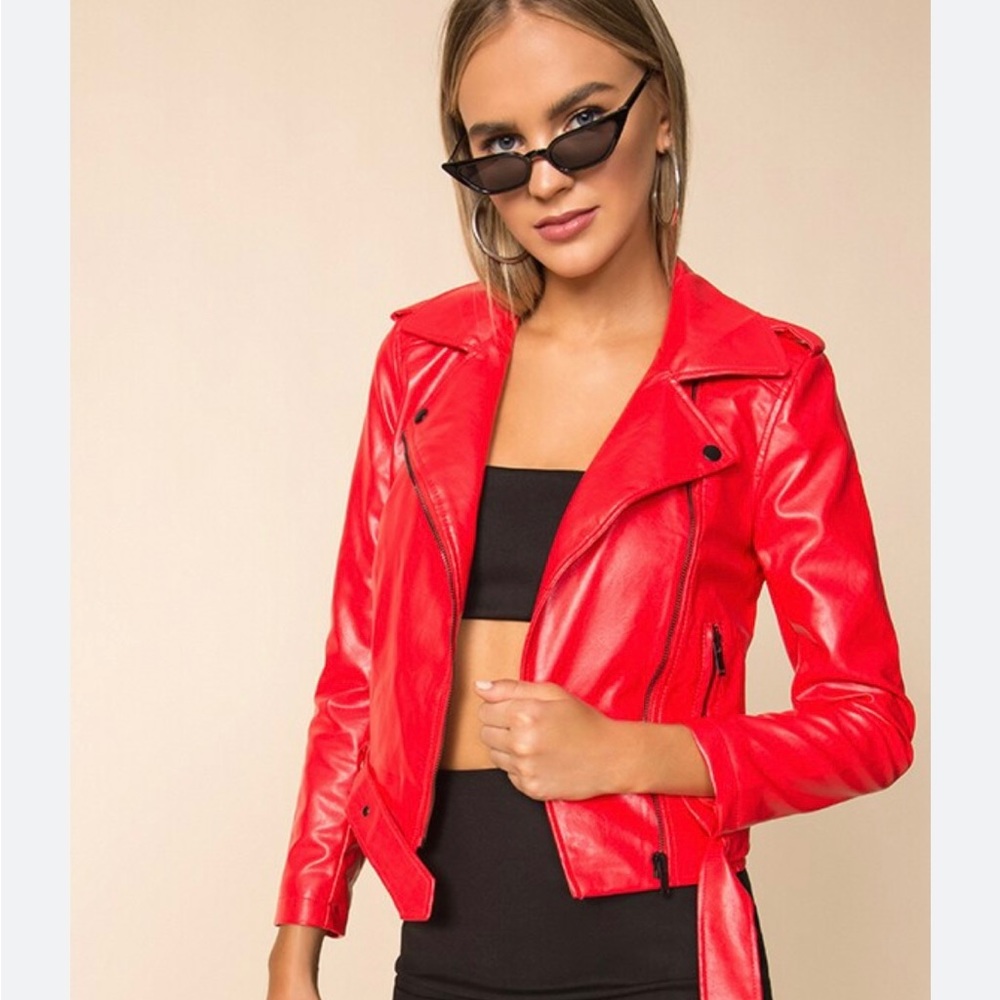 Superdown Red Kailey Moto Jacket - Size Small